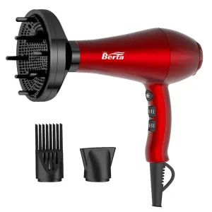 1875W Tourmaline Hair Dryer Ionic Frizz Control Fast Drying Blow Dryer Professional Hairdryer 2 Speed and 3 Heat Settings, Concentrator & Diffuser & Pik, Cool Shot