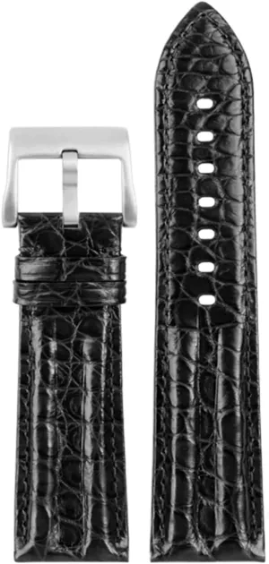 23mm Crocodile Watch Strap Watchband for Blancpain 5000 5015 Fathoms Watch Black Blue Soft Strap Folding Buckle (Color : Black-pin, Size : 23mm)