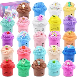24 Pack Butter Slime Kit, Party Favor Supplies, Super Soft, Non-Sticky, Goody Bag Toy, Prize for Girl and Boys, Christmas Stocking Stuffers