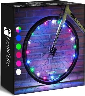 Activ Life 2-Tire Pack LED Bike Wheel Lights with Batteries Included, Get 100% Brighter and Visible from All Angles for Ultimate Safety and Style