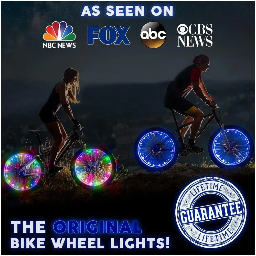 Activ Life 2-Tire Pack LED Bike Wheel Lights with Batteries Included, Get 100% Brighter and Visible from All Angles for Ultimate Safety and Style