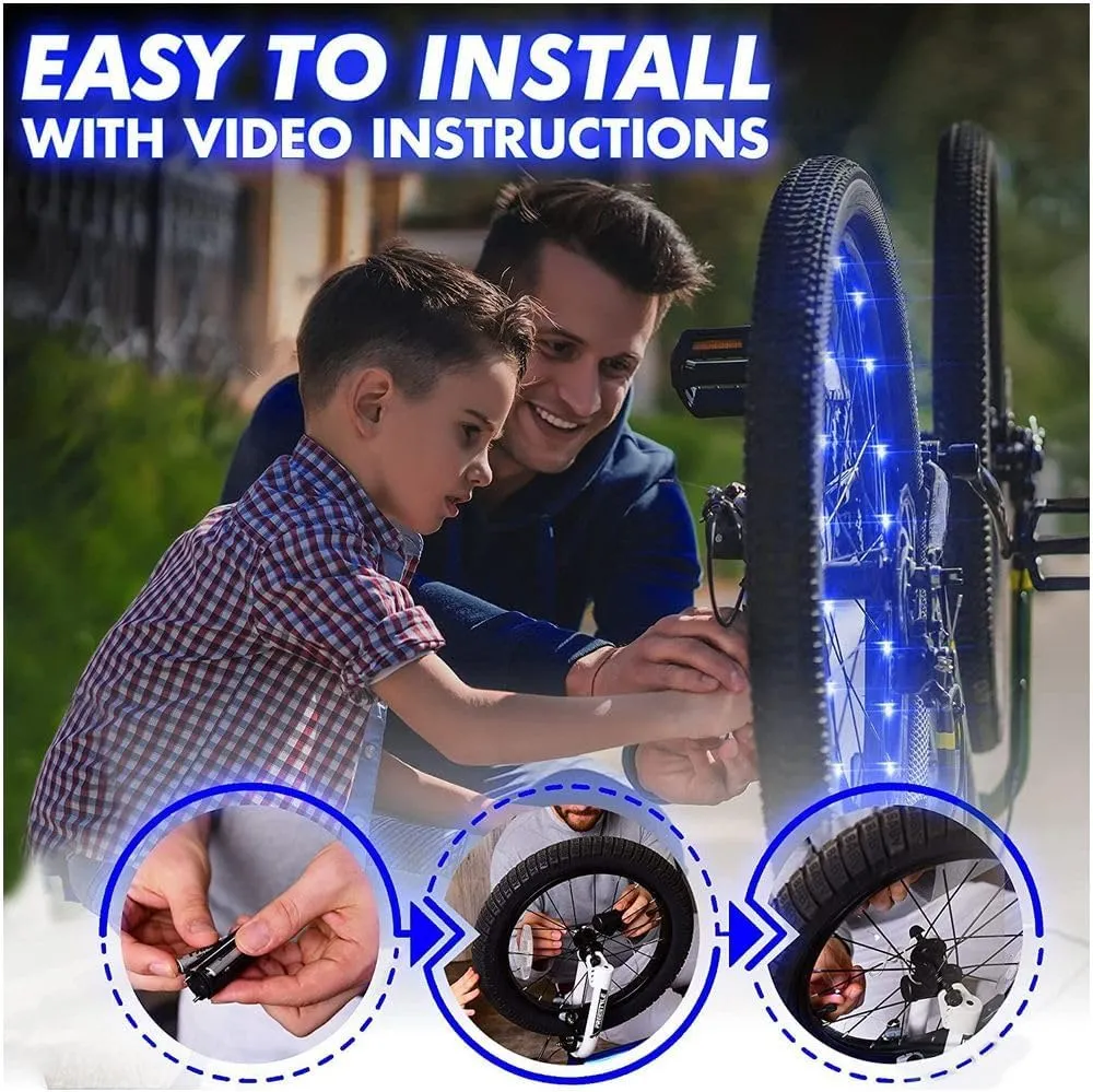 Activ Life 2-Tire Pack LED Bike Wheel Lights with Batteries Included, Get 100% Brighter and Visible from All Angles for Ultimate Safety and Style