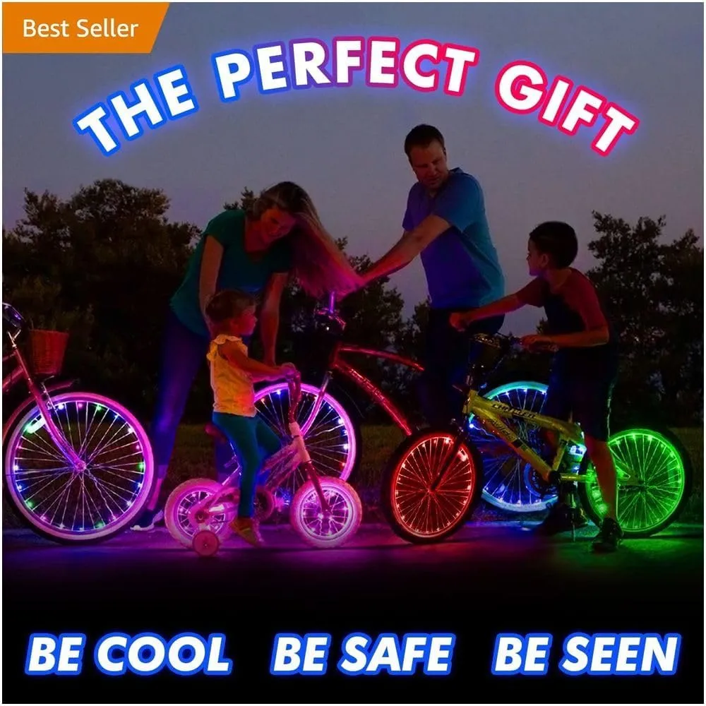 Activ Life 2-Tire Pack LED Bike Wheel Lights with Batteries Included, Get 100% Brighter and Visible from All Angles for Ultimate Safety and Style