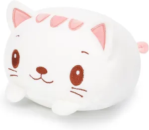 AIXINI 23.6 inch Cute White Cat Plush Stuffed Animal Cylindrical Body Pillow,Super Soft Cartoon Hugging Toy Gifts
