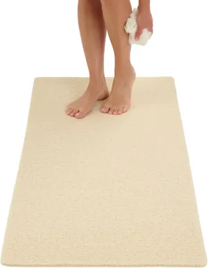 Anti Slip Shower Mat - Non Slip Shower Mats for Inside Shower - Large 47x24 Loofah Shower Floor Mat Non Slip - Bath Mat for Shower - Secure Mat Without Suction Cups (47x24 Light Beige)