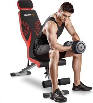 APEXUP Adjustable Weight Bench, Heavy Duty 700LBS Foldable Workout Bench Press with Extended Head Support for Home Gym Dumbbell Exercise, Incline Decline, Full Body Workout