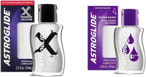Astroglide Silicone Lube (2.5oz) and Liquid Personal Lubricant (2.5oz) Travel-Friendly Size Waterproof and Long Lasting Lubes