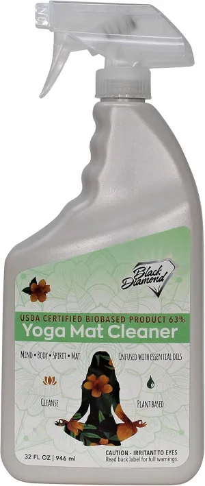 Black Diamond Stoneworks Yoga Mat Spray Cleaner: USDA Certified BIOBASED- Essential Oils, Safe for All Type of Materials, Exercise, Pilates, or Workout Mats. (1 quart)