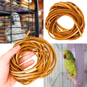 Bonka Bird Toys Natural Leather Bird Toy Strips - 48-Inch Chewing Toys for Parakeets, Cockatiels & Macaws - 6-Pack Dye-Free Training Strands for Mental Enrichment, Safe Play & Interactive Fun