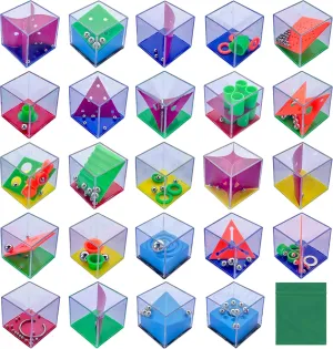 Brain Teaser Puzzle Cubes Party Favors for ADHD Autism Kids Adults 24 Pack Fidget Toy Set Gifts Mini Games Stress Relief Stocking Stuffers Bulk Goodie Bag Filler Treasure Box Classroom Prizes School