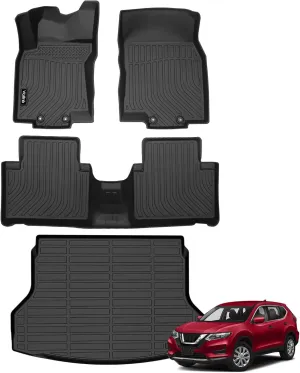 Car Floor Mats Custom Fit 2014-2020 Nissan Rogue 5 Seat (Not Fit 7-Seat or Hybrid) All Weather Floor Mats for Nissan Rogue 2014-2020 TPE Durable Floor Liners Accessories