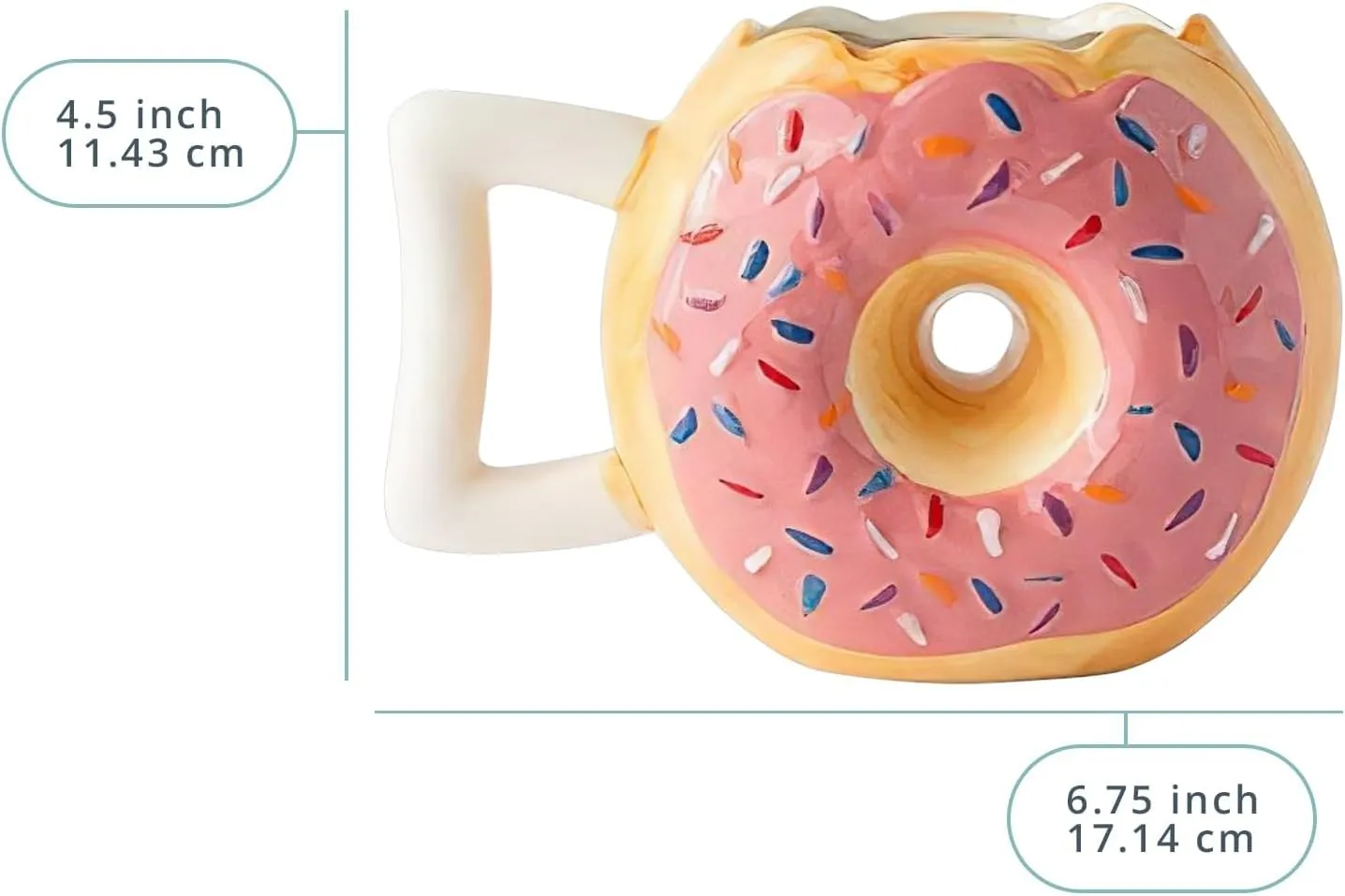 Ceramic Donut Mug - Delicious Pink Glaze Doughnut with Sprinkles - Funny "MMM... Donuts!" Quote - Best Cup For Coffee, Tea, Hot Chocolate and More - Large 14 oz - Funny Coffee Mug Gift - Pink