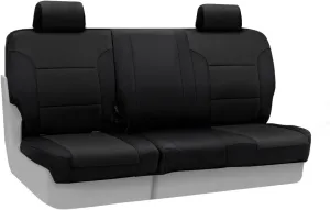 Coverking Custom Fit Rear 60/40 Bench Seat Cover for Select GMC Sierra 1500 Models - Neosupreme Solid (Black)