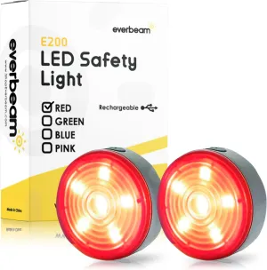 Everbeam E200 LED Bicycle Lights Front and Rear Rechargeable | Powerful Waterproof Safety Clip On LED Light Set are Great for Runners, Cycling, Dog Walking, Kayaking - Includes Straps for Wearing - 2 Pack