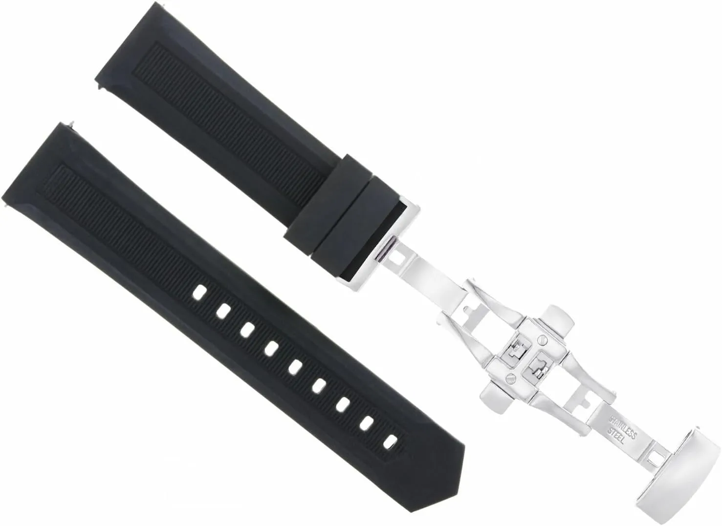 Ewatchparts 20mm Rubber Watch Band Strap Deployment Compatible With Tag Heuer F1 Aquaracer CAC1110 Shiny