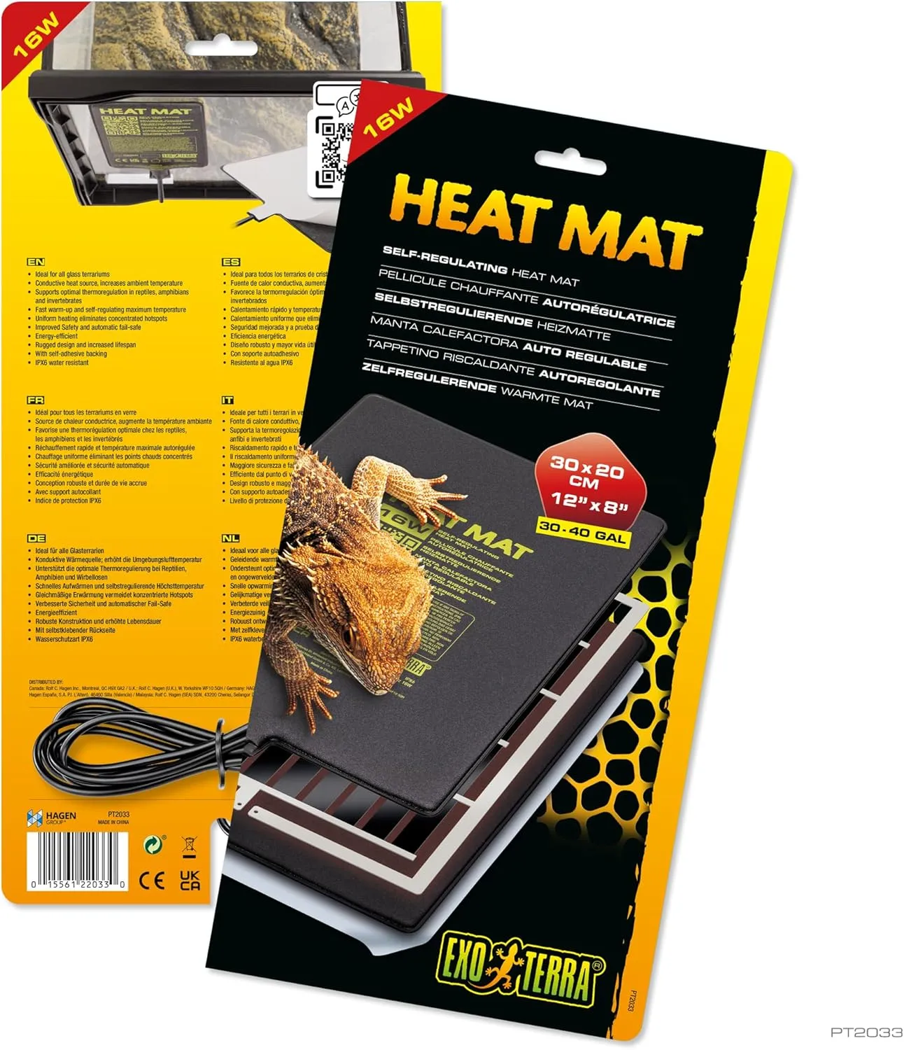 Exo Terra Heat Mat – Self-Regulating Reptile Heating Pad for Terrariums, Conductive Source for Reptiles & Amphibians, Fast Warm-Up, Safe & Energy Efficient, Even Distribution 18W