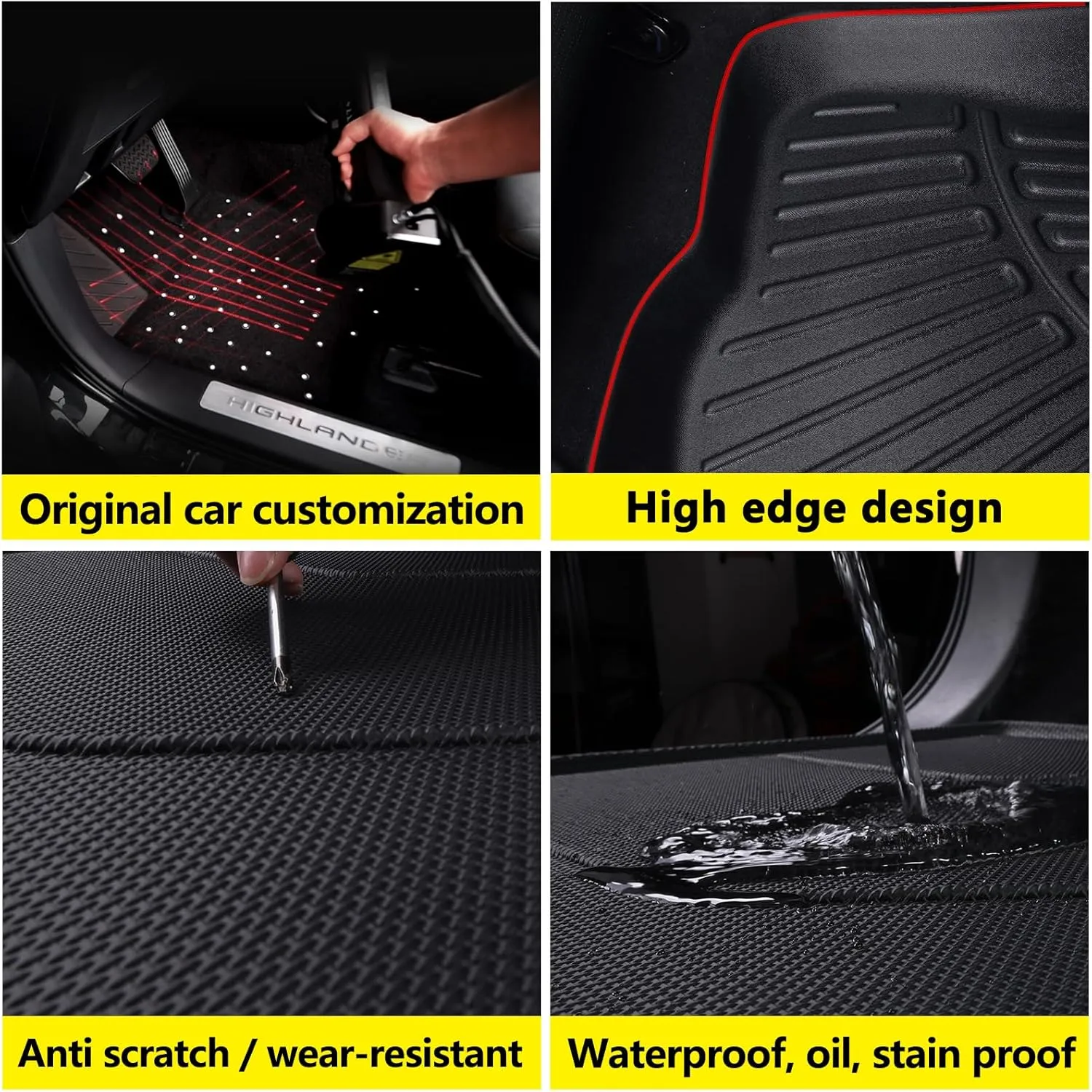 Floor Mats & Large Trunk Bed Mat for 2022 2023 2024 2025 Hyundai Santa Cruz Pickup,TPE All Weather Protection Car Floor Liners with Duty Bed Mat Odorless Anti-Slip Waterproof Accessories