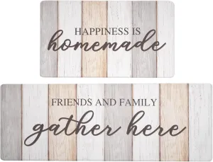FRESHMINT Anti Fatigue Kitchen Mats for Floor 2 Piece Set Waterproof & Non-Skid Traditional Farmhouse Kitchen Rugs Standing Cushion Comfort Kitchen Runner,17x30 17x47