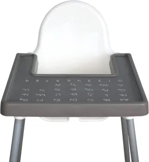 Full Cover Silicone Placemat for IKEA Antilop Baby High Chair, Dishwasher Safe, BPA Free High Chairs Tray Accessories for Toddler and Babies (Dark Grey)