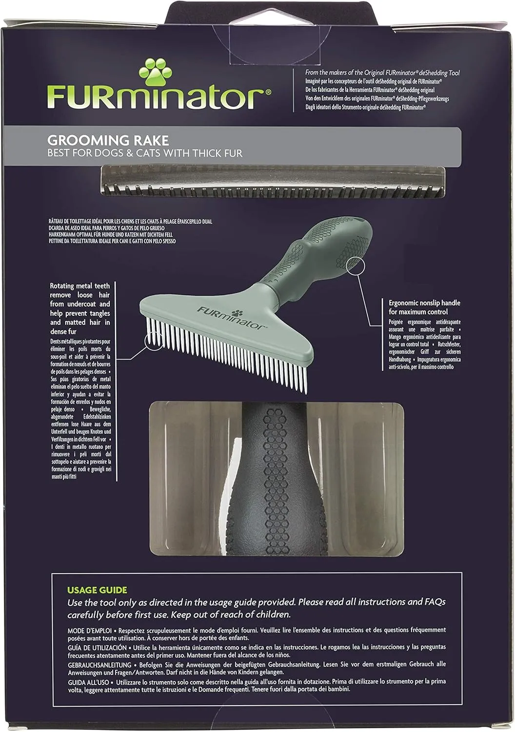 FURminator Grooming Rake for Cats and Dogs