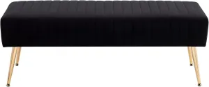 Furniliving 44 Inch Upholstered Tufted Striped Fabric Ottoman Bench With X-Shaped Metal Legs for Living Room, Bedroom, Entryway - Solid Wood Indoor Bench for Foyer (Black)