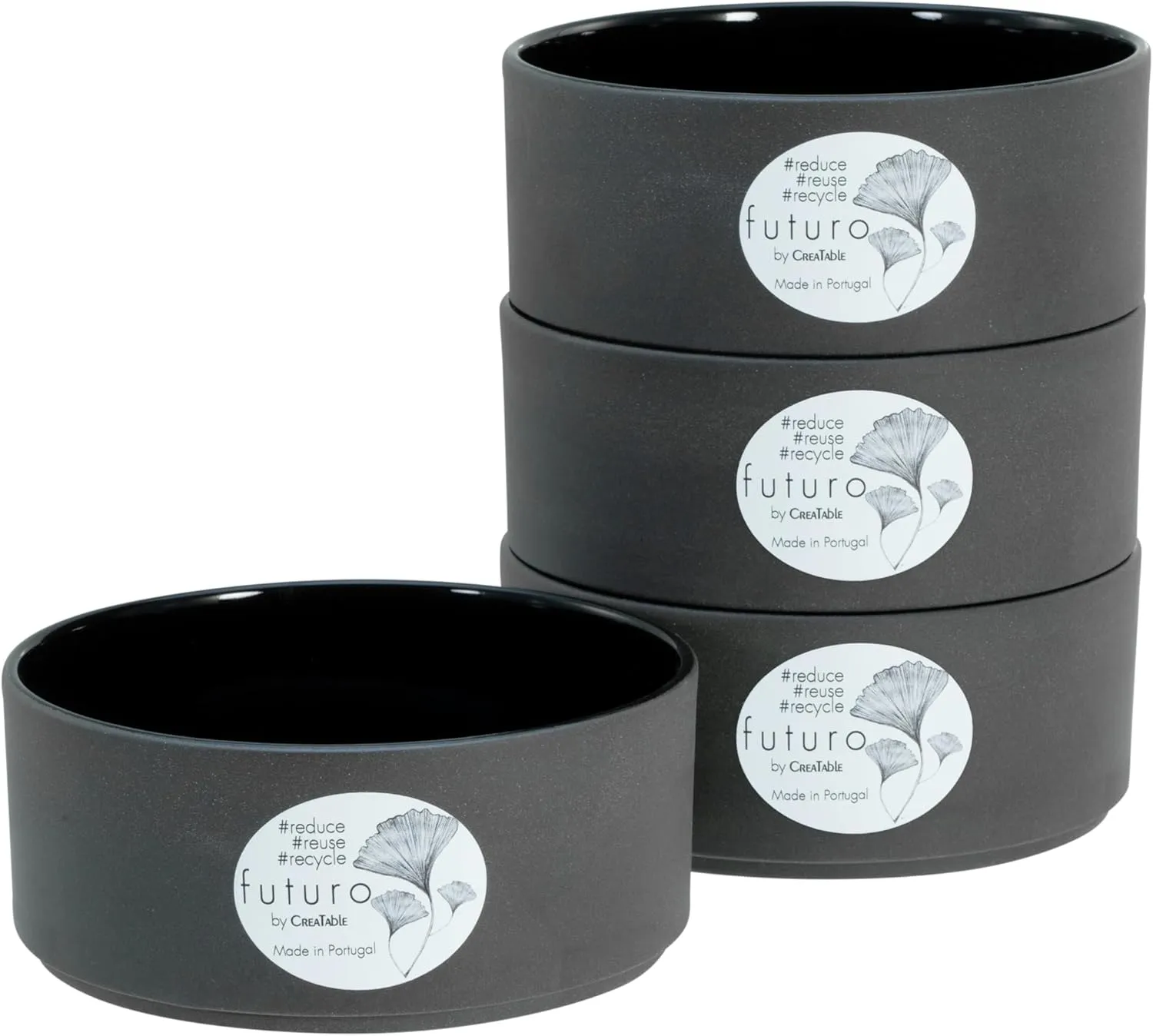 Futuro Series 21664, 4-Piece Crockery Set, Stoneware Bowls, Dishwasher and Microwave Safe, Made in Portugal
