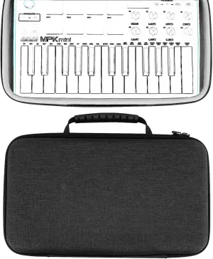 Geekria HardShell Case Compatible with Akai Professional MPK Mini MK3, 25-Key Ultra-Portable USB MIDI Drum Pad and Keyboard Controller Protective Cover (Dark Grey)