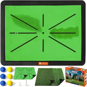 Golf Hitting Mats, Golf Practice Mat Indoor Outdoor for Swing Path Feedback, 4PCS Replaceable Golf Training Mats with No-Slip Rubber Base, Chipping Mat with Rough/Fairway/Divot Board
