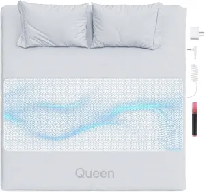 Grounding Mat for Bed, Grounding Pad for Sleeping, Reduce Anxiety and Inflammation, Pain Relief, Improve Energy - Pure Silver Fiber, Grounding Cord, Test Pen & Safety Adapter (Queen)