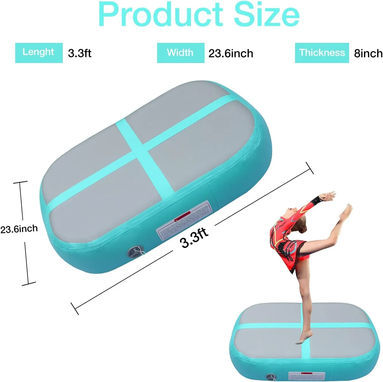 Gymnastics Air Roller Air Barrel Inflatable Tumbling Mat, Tumble Track Backhandspring Mat Gymnastic Equipment with Pump for Yoga Training Cheerleading Home Use