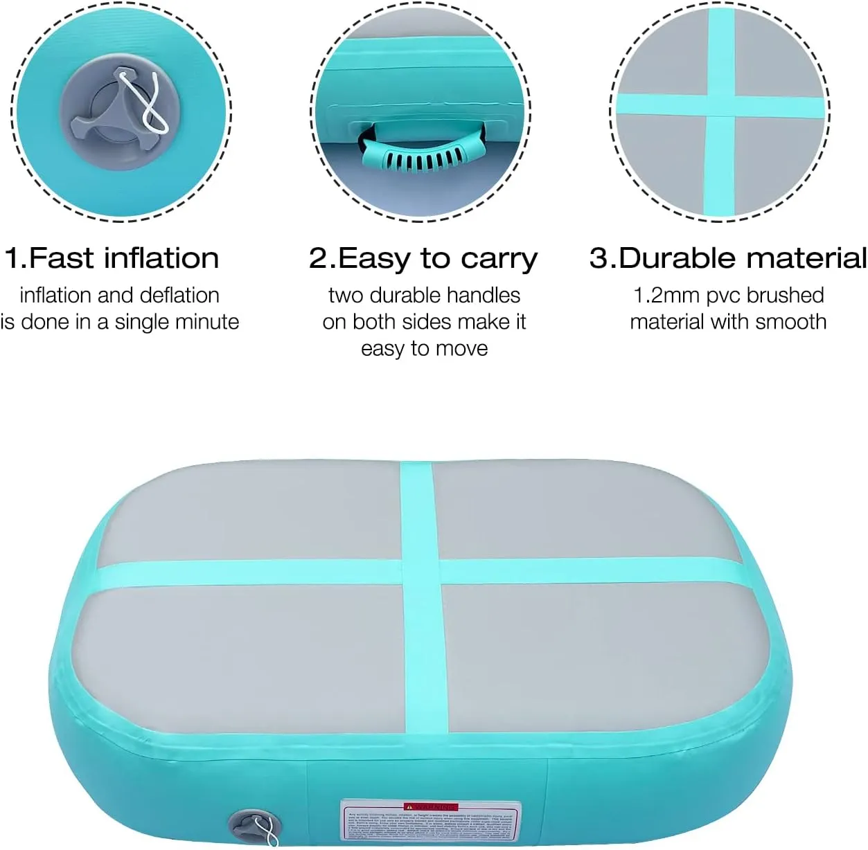 Gymnastics Air Roller Air Barrel Inflatable Tumbling Mat, Tumble Track Backhandspring Mat Gymnastic Equipment with Pump for Yoga Training Cheerleading Home Use