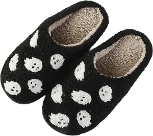 Halloween Pumpkin Slippers for Womens Mens Plush Warm Spooky Lantern Pumpkin Slippers House Shoes