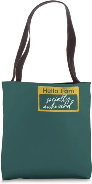 Hello I am Socially Awkward Name card funny Sarcastic Retro Tote Bag