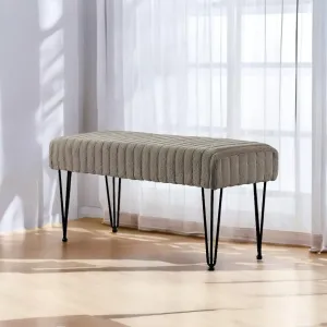 Home Soft Things Super Mink Faux Fur Gray Ottoman Bench 46" x 16" x 22" H, Fungi, Living Room Foot Rest Stool Entryway Makeup Bench End of Bed Bedroom Home Decor Chair for Sitting