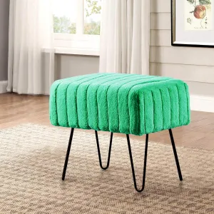 Home Soft Things Super Mink Faux Fur Green Ottoman Bench, 19" x 13" x 17" H, Arcadia, Living Room Foot Rest Stool Entryway Makeup Bench End of Bed Bedroom Home Decor Chair for Sitting