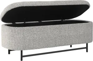 HomePop Ellipse Modern Storage Bench with Metal Legs Home Décor|Bench with Storage for Living Room & Bedroom - Gray