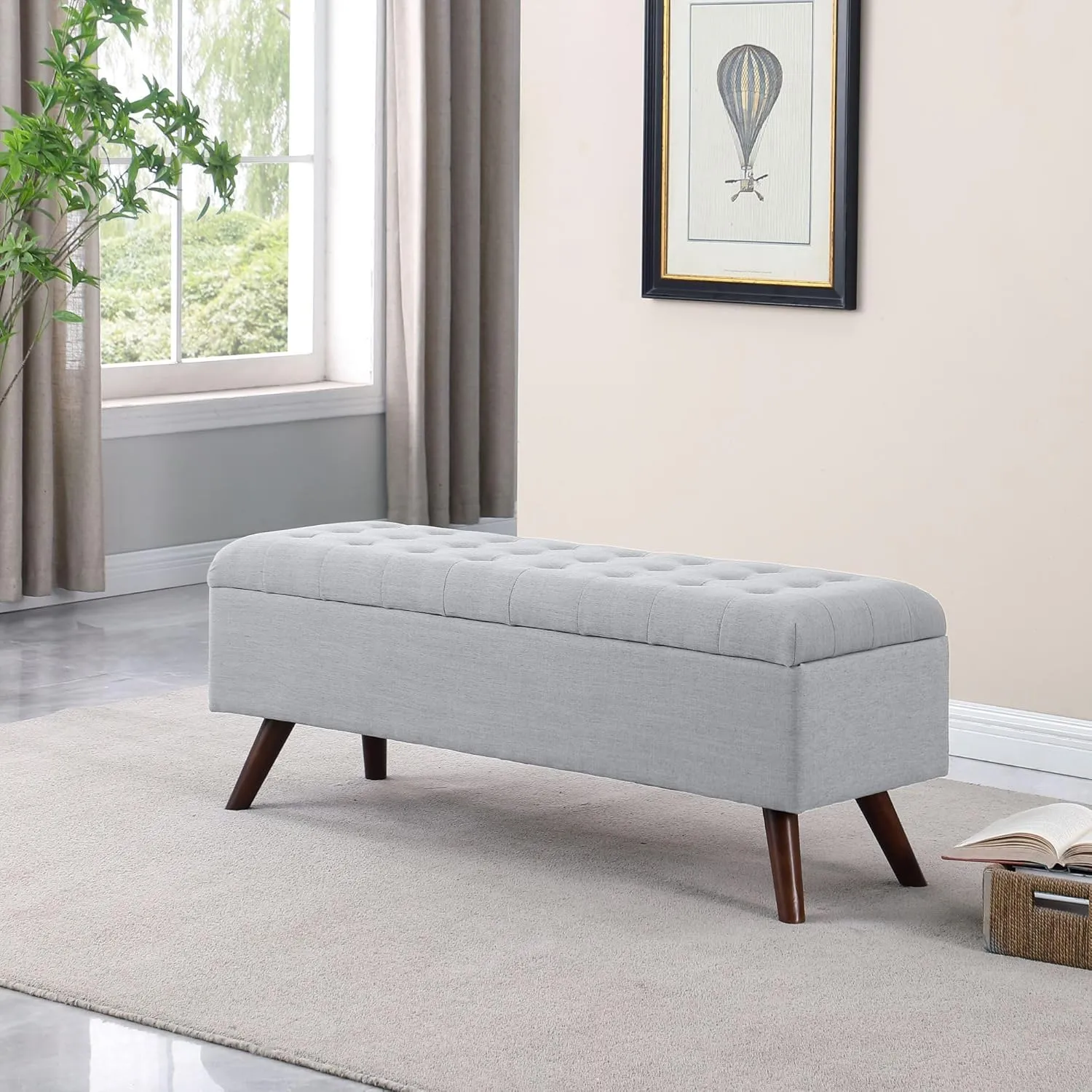 HomePop Modern Storage Bench, Gray Large