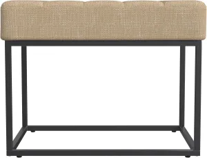 HomePop Theodore Channel Tufted Small Ottoman -Light Tan Textured Solid