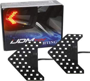 iJDMTOY Pair Dynamic Sequential 3-Step Flash 33-SMD LED Circuit Board Panels For Behind The Side Mirror Turn Signal Retrofit, Brilliant Red