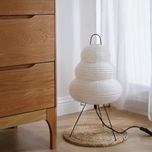 Japanese Noguchi Inspired Table Lamp Zen Rice Paper Lantern with Warm Light for Bedroom Living Room or Office Modern Japandi Decor(Segment)