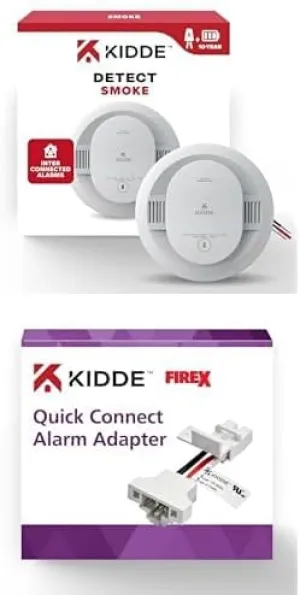 Kidde Hardwired Smoke Detector, 10-Year Battery Backup and Kidde Adapter Bundle