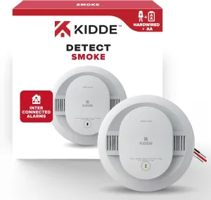 Kidde Hardwired Smoke Detector, AA Battery Backup, Interconnectable, LED Warning Light Indicators
