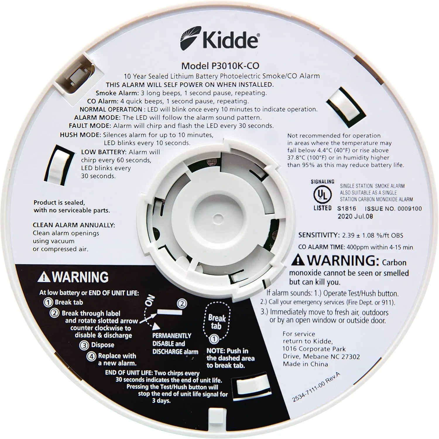 Kidde Smoke Detector & Carbon Monoxide Detector Combo with 10-Year Battery,‎White