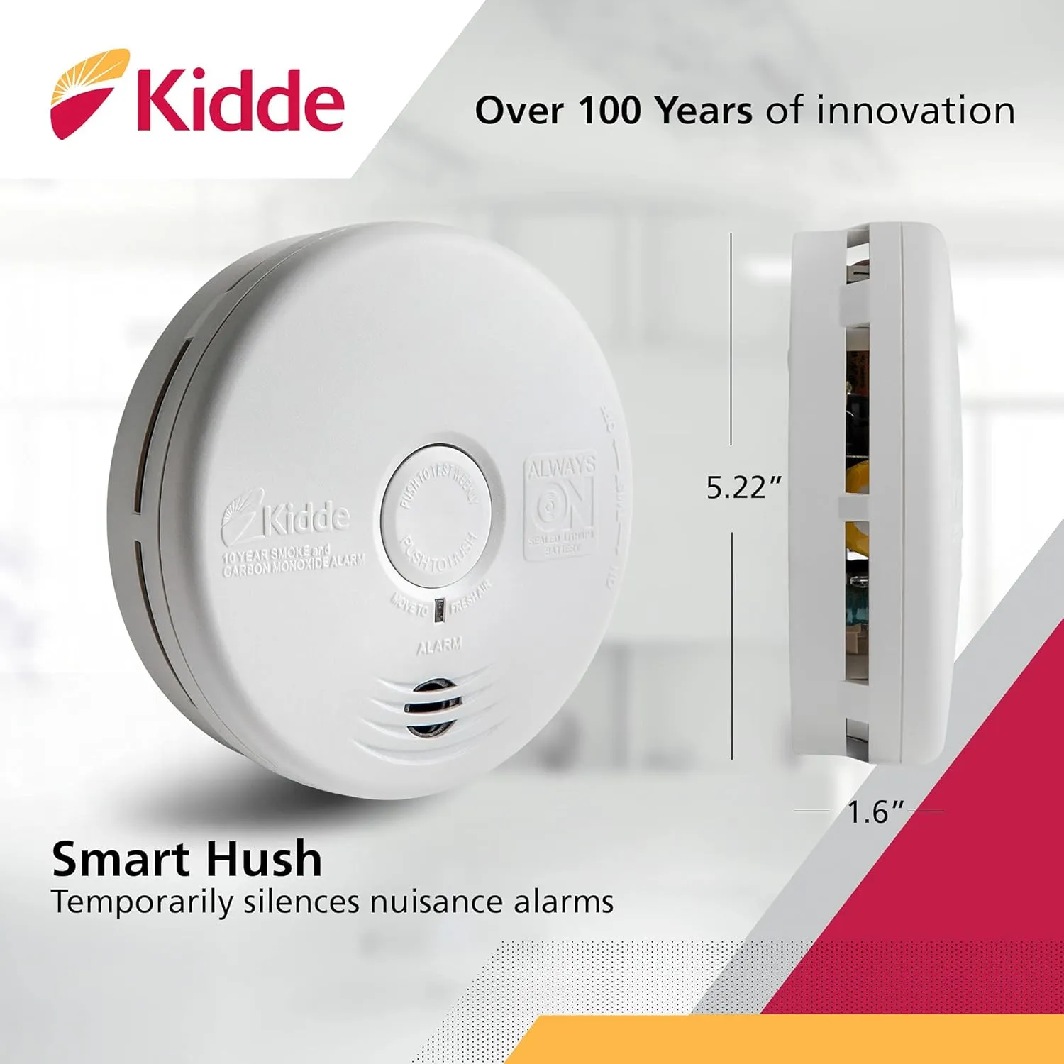 Kidde Smoke Detector & Carbon Monoxide Detector Combo with 10-Year Battery,‎White