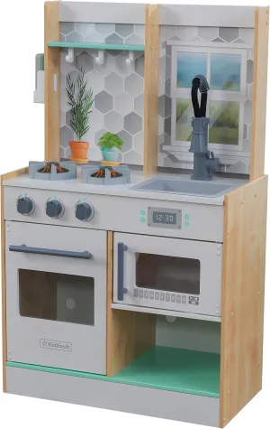 KidKraft KidKraft Let's Cook Wooden Play Kitchen with Lights & Sounds, Natural, Gift for Ages 3 