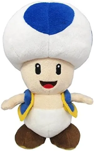 Little Buddy Super Mario All Star Collection 1588 Blue Toad Stuffed Plush, 7"