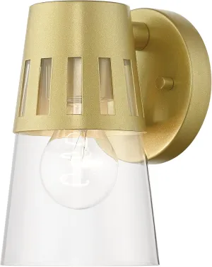 Livex Lighting Covington - 1 Light Outdoor Small Wall Lantern in Modern Style-8 Inches Tall and 4.75 Inches Wide-Soft Gold Finish