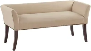 Madison Park Welburn Bedroom Solid Wood Polyester Fabric Seating Modern Style, 49.5"W x 19.25"D x 23"H, Cream