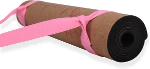 Mantra Cork Yoga Mat - Best Yoga Mat for Non Slip Grip - Thick Yoga Mat with Yoga Mat Strap - 72" x 24"x 5mm -100% Natural Cork Mat - Eco-friendly Non-Toxic Natural Rubber Padding (Pink Strap)