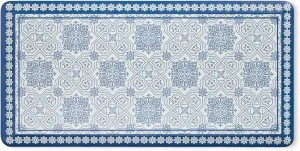 MARTHA STEWART Comfort Anti Fatigue Strie Medallion Tile Kitchen Mat, Comfort Standing Mat, Non-Slip Backing, Safe Beveled Edge, Navy Blue, 19.6" x39"